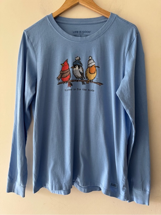 Life Is Good Tops - Life is Good Winter is for the Birds Long Sleeve Crusher Tee